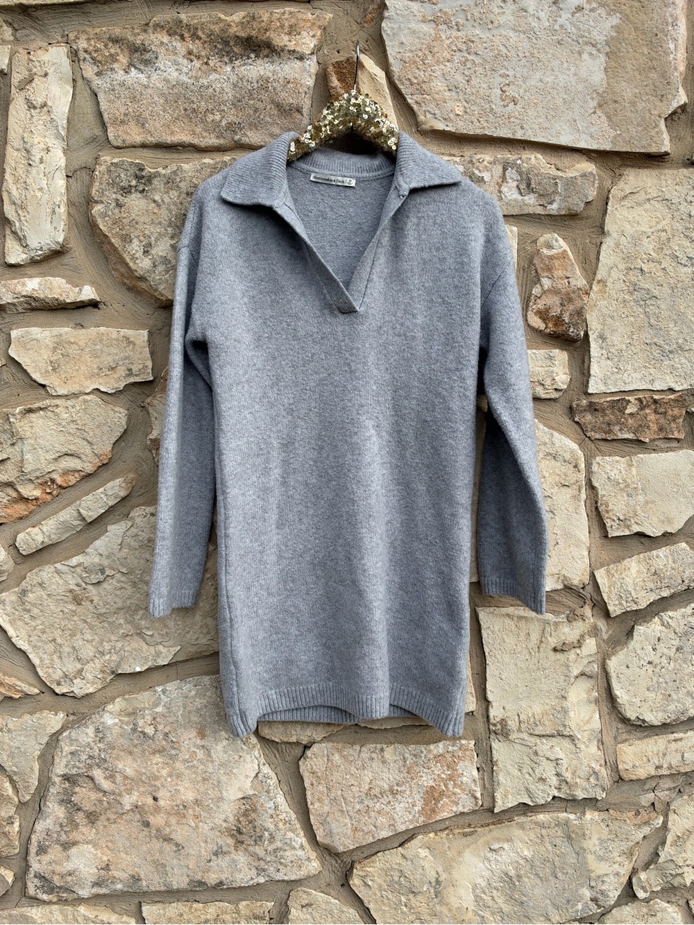 Abercrombie & Fitch grey polo sweater dress size small petite